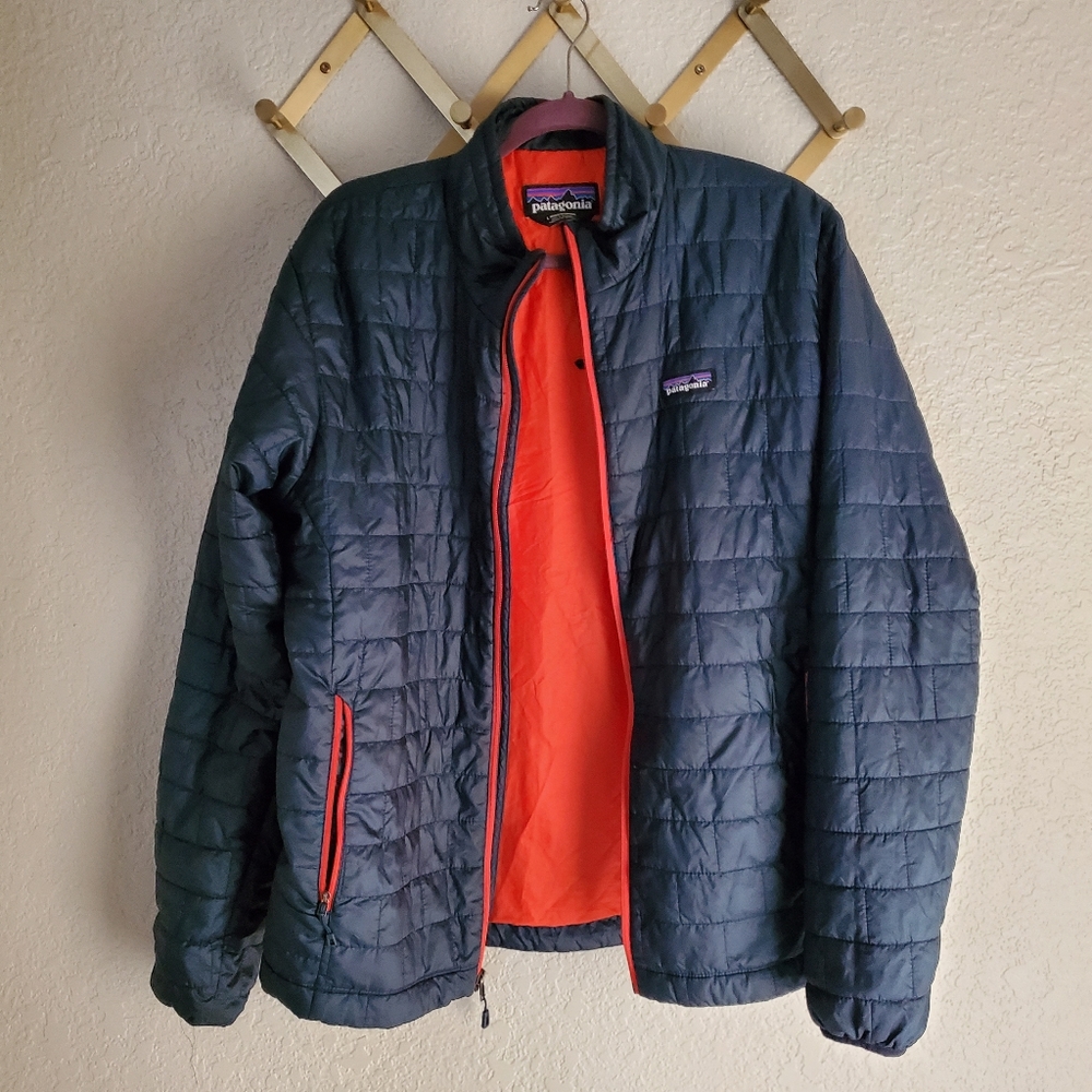 Patagonia Nano Puff Navy Blue and Orange Men's Large